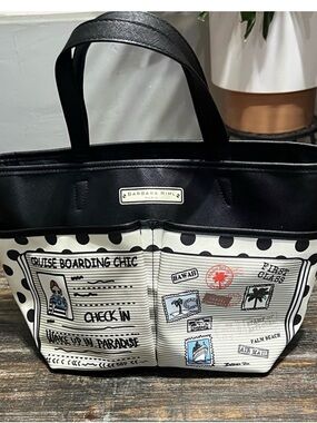 Black and Cream Printed Tote Bag.